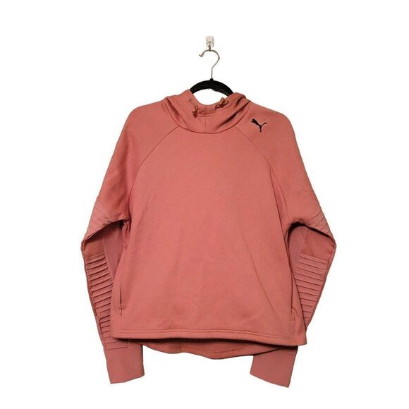 Puma Evostripe Womens Top Pink L Pullover Hoodie Logo Sweatshirt Pockets - Picture 4 of 8